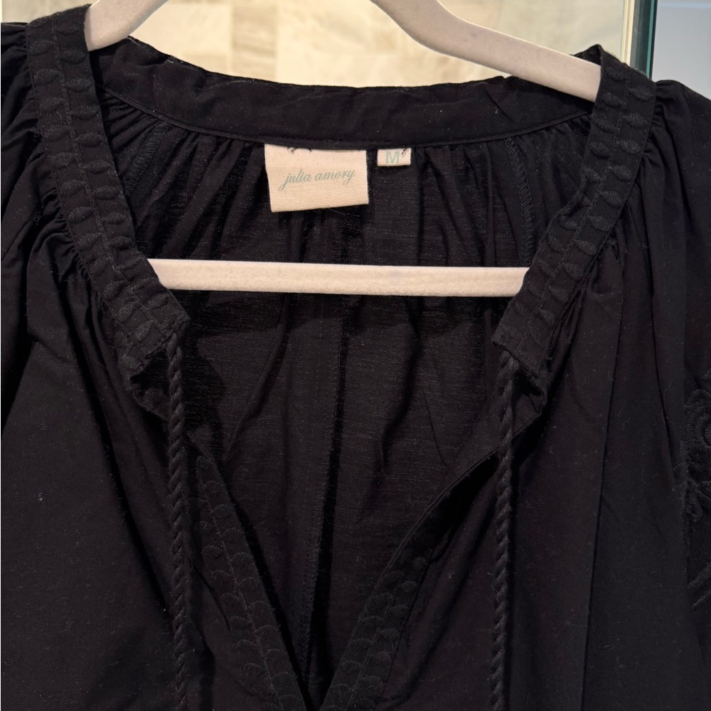 Black A-Line Puff Sleeve Cocktail Dress - Picture 4 of 6